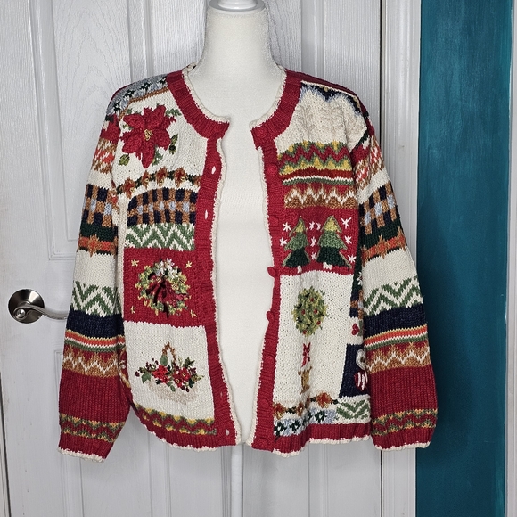 Vintage Festive Holiday Women's Sweater - Picture 2 of 16